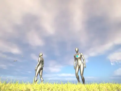 Grassy Alien Meadow  Low-poly 3D model