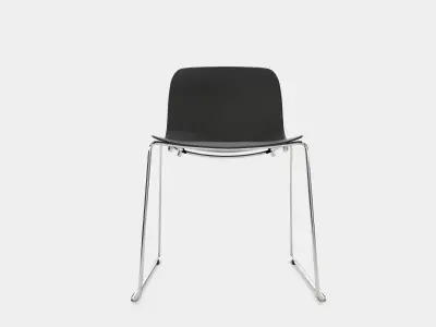 Chair with chrome frame and black seat 3D model
