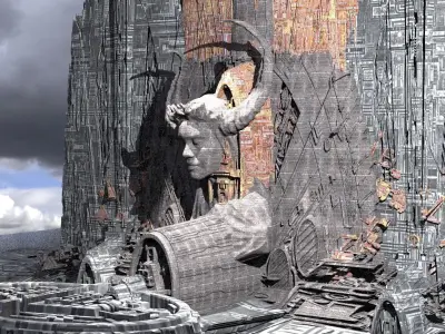 Sci-Fi City Organic tech shrine Kit bash 6 3D model