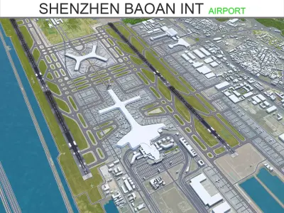 Shenzhen Baoan International Airport 15km Low-poly 3D model