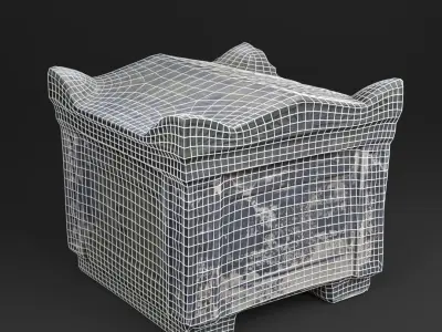 3D Scanned Tombstone - 02 low-poly Low-poly 3D model