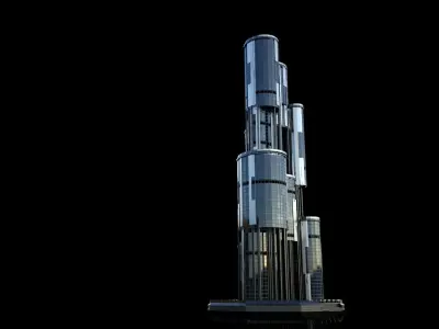 Futuristic Future Modern City Building Skyscraper 25 3D model
