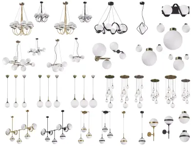 Globo Lightstar Collection of 21 Modern Spherical Lamps Items 3D Model Pack