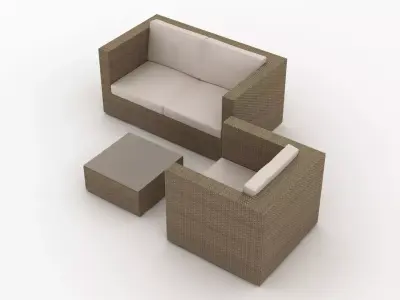 Rattan Garden Furniture Set 002 3D model
