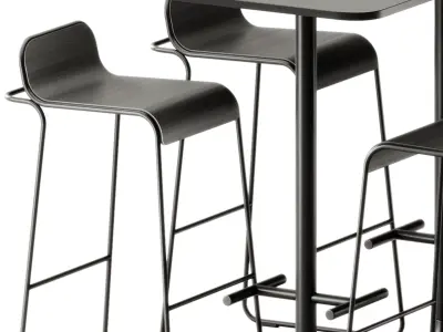 Casual High table by Bene and Flow Stool by True Design 3D model