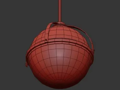 LARGE globe pendant light in gold and clear glass 3D model
