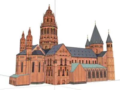 Architecture-Religion-God-Culture-Temple-044 church with spir... 3D model