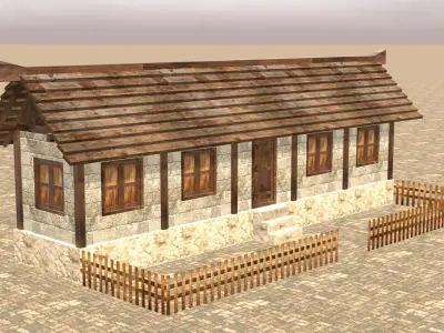 Low Poly Medieval Town House Pack with Various Building Styles Low-poly 3D model