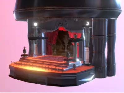 Theater stage with curtain 3D model