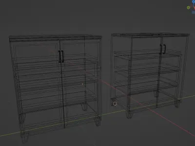 cupboard pair of wooden cabinets 3D model