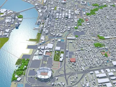 Jacksonville Downtown Florida USA Low-poly 3D model