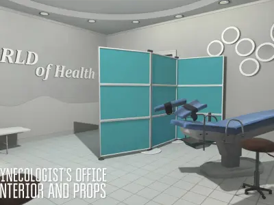 Gynecologist office - interior and props Low-poly 3D model