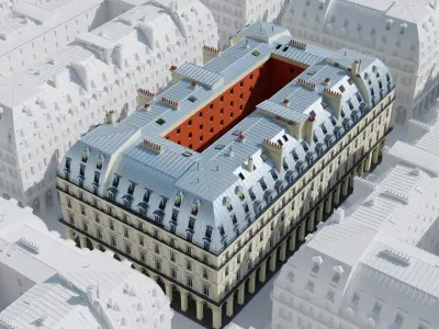 Paris City Building Rivoli Low-poly 3D model