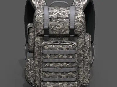 Backpack military combat soldier bag baggage  Low-poly 3D model