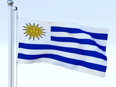 Animated Uruguay Flag Low-poly 3D model