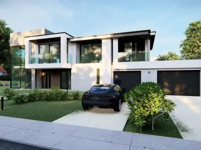 Residential house with swimming pool 3D model purchase