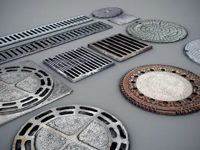 Manhole Covers Low-poly 3D model