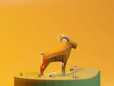 Goat for Ied Adha Illustration Includes Lighting Setup Low-poly 3D model