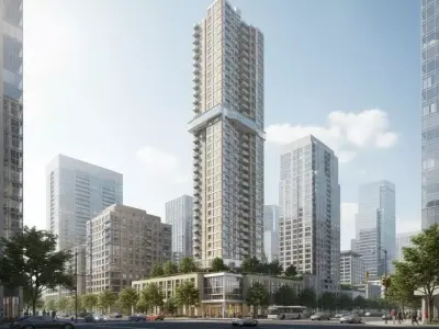 Modern High-Rise Residential Skyscraper 3D Model Low-poly 3D model