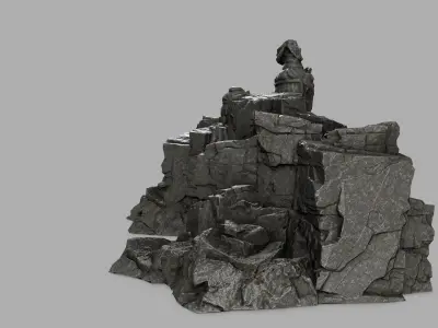 rocks buddha gate Low-poly 3D model