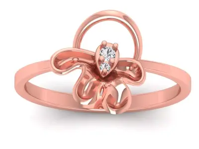 Solitaire Wedding Engagement Women Light Weight Flower Rings 3D print model 7