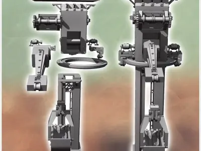 Large futuristic crane with toothed bucket and gears 4 - Future  3D print model