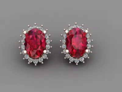 Ruby Rose Gold Diamond Women Earring 3D print Model 3D print model purchase
