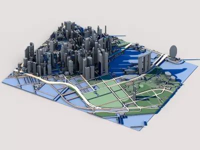 Marina Bay Financial Centre Singapore Skyline Architecture  3D model