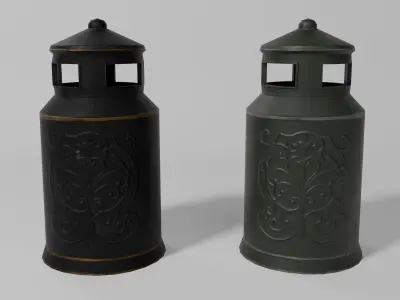 Metal Street Bin - Game Ready - Paris Street Style Low-poly 3D model