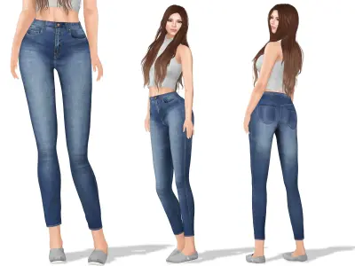 Denim Jeans Low-poly 3D model