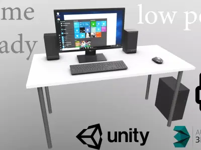 Personal office computer Low-poly 3D model
