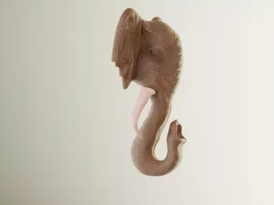 Elephant Wooden Sculpture 3D model