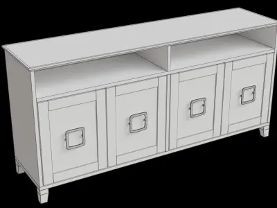 Modern With 4 Doors Tv Stand Low-poly 3D model