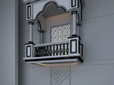 Balcony Door Window Low-poly 3D model