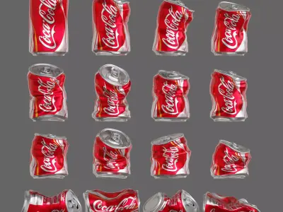 Crushed Soda Can 3D Model Collection 3D model