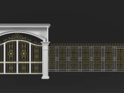 Modern and Classic Gates and Fences for Townhouses Low-poly 3D model