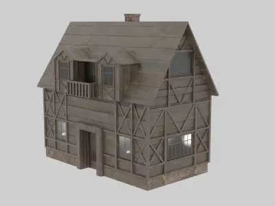 Textured Old Wooden House Low-poly 3D model