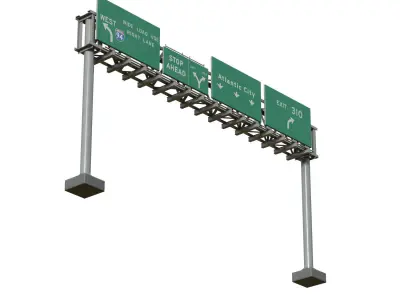 Highway Sign 05 Low-poly 3D model