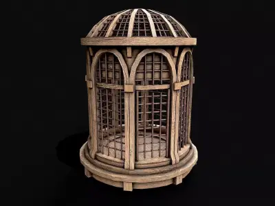 Medieval Wooden Cage 3 Low-poly 3D model