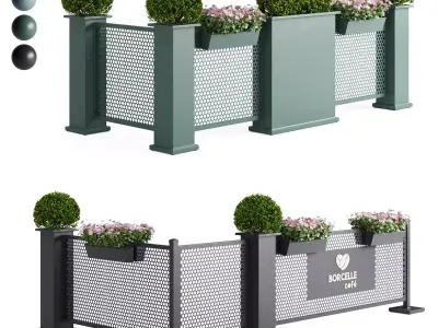 Modular Sidewalk Cafe Partition System 3D model