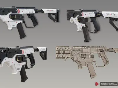 Futuristic SMG Low-poly 3D model