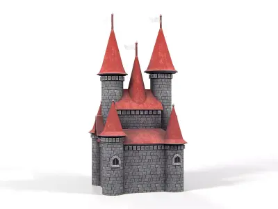 Cartoon Castle 01 PBR Low-poly 3D model
