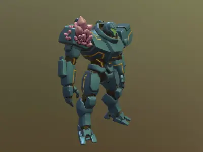 Low Poly Stylized Exo-Suit CRYSTAL-CORE TITAN T1 - PBR Low-poly 3D model