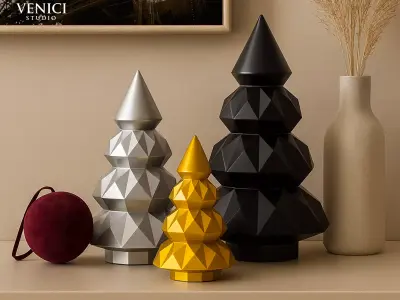 Low Poly Christmas Tree Decoration STL - Print in Place 3D print model