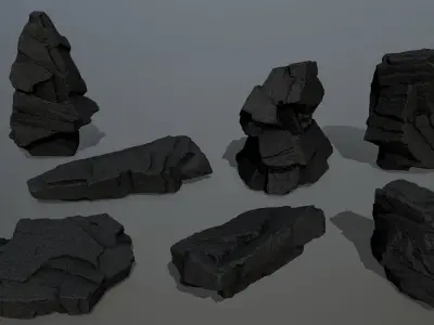 Lava Rock Set Low-poly 3D model