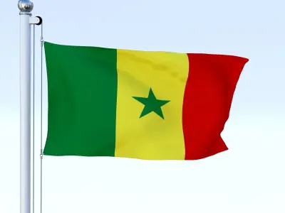 Animated Senegal Flag Low-poly 3D model