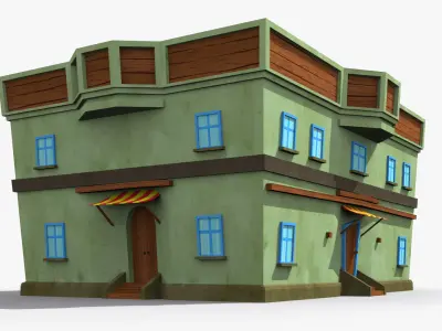 Cartoon House w Low-poly 3D model