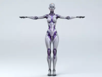 Android Woman Rigged and Animated Low-poly 3D model