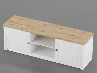 set MARKSKEL tv unit with wooden doors and drawers 3D model