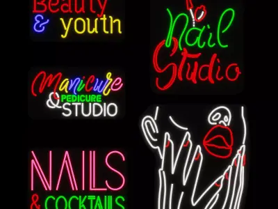 Neon sign Beauty1 Low-poly 3D model